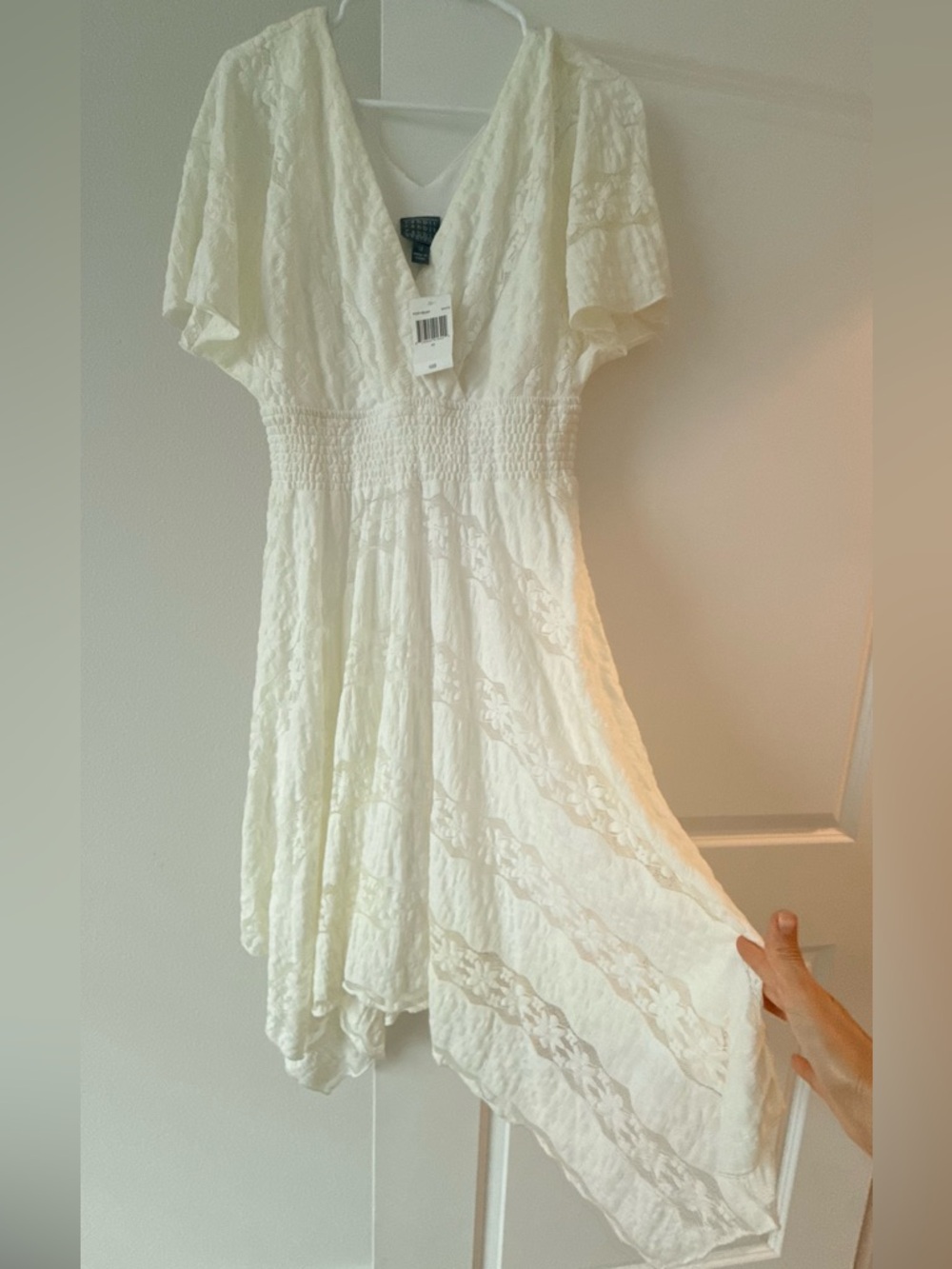 Rabbit Rabbit Rabbit Cream Lace V-Neck Short Sleeve Dress - Picture 8 of 12